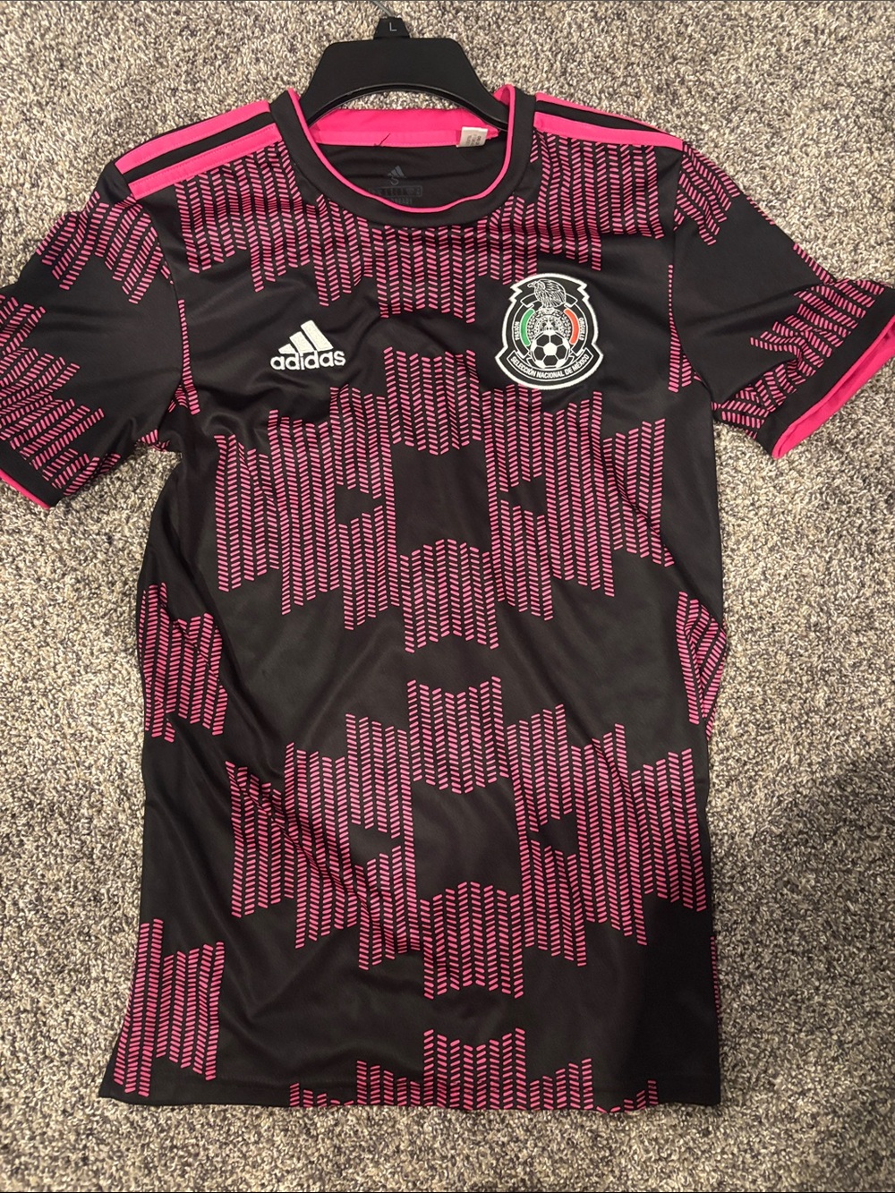 adidas Black & Pink Mexico Youth Soccer Jersey - Picture 1 of 1